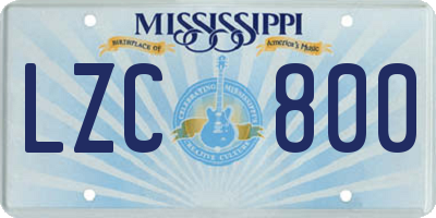 MS license plate LZC800