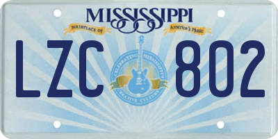 MS license plate LZC802