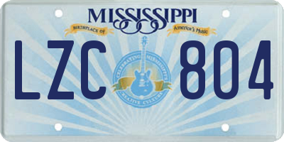 MS license plate LZC804