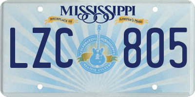 MS license plate LZC805