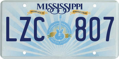 MS license plate LZC807