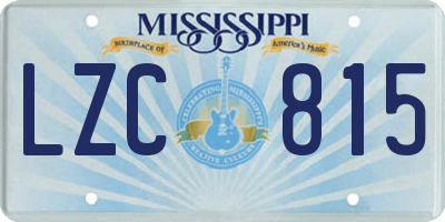 MS license plate LZC815