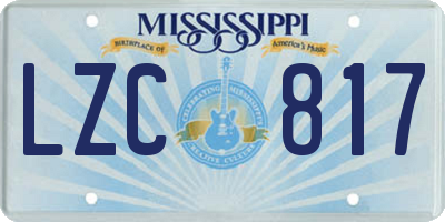 MS license plate LZC817