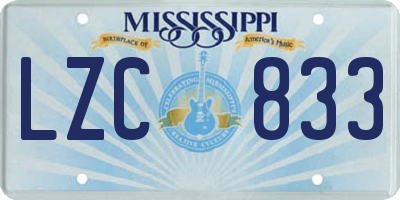 MS license plate LZC833