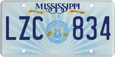 MS license plate LZC834