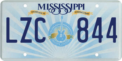 MS license plate LZC844