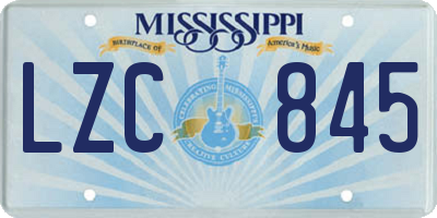 MS license plate LZC845