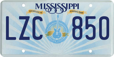 MS license plate LZC850