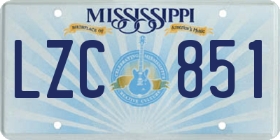 MS license plate LZC851