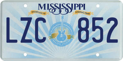 MS license plate LZC852