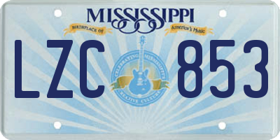 MS license plate LZC853