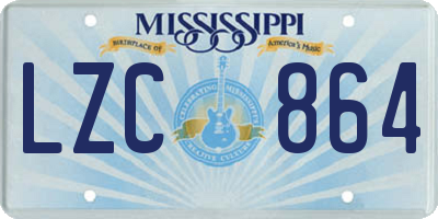 MS license plate LZC864