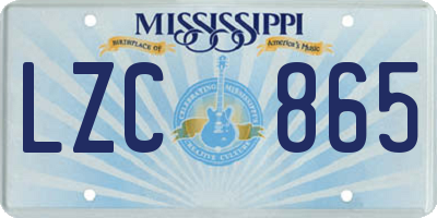 MS license plate LZC865