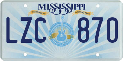 MS license plate LZC870