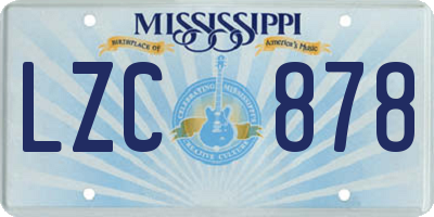 MS license plate LZC878