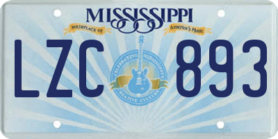 MS license plate LZC893