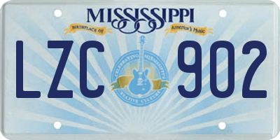 MS license plate LZC902