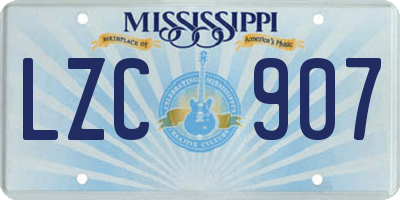 MS license plate LZC907