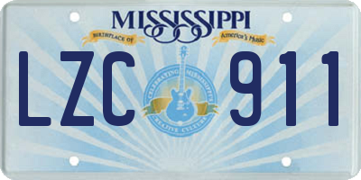 MS license plate LZC911