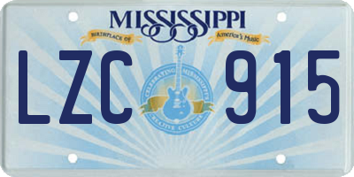 MS license plate LZC915