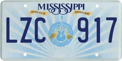 MS license plate LZC917