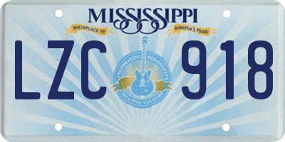 MS license plate LZC918