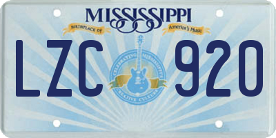 MS license plate LZC920