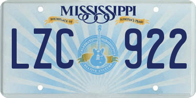 MS license plate LZC922