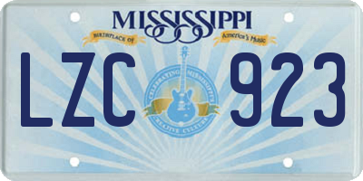 MS license plate LZC923