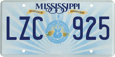 MS license plate LZC925