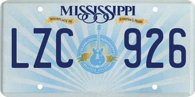 MS license plate LZC926