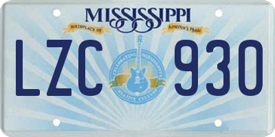 MS license plate LZC930