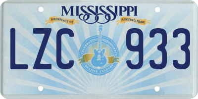 MS license plate LZC933