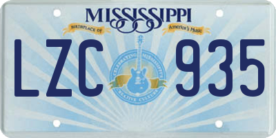 MS license plate LZC935