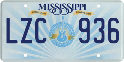 MS license plate LZC936