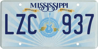 MS license plate LZC937