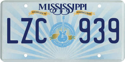 MS license plate LZC939