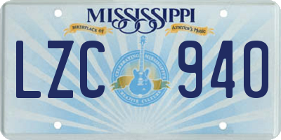 MS license plate LZC940