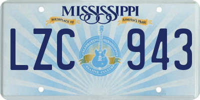 MS license plate LZC943