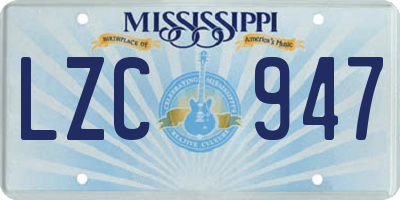 MS license plate LZC947