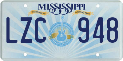MS license plate LZC948