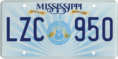 MS license plate LZC950