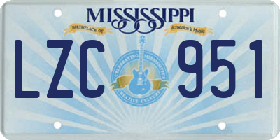 MS license plate LZC951