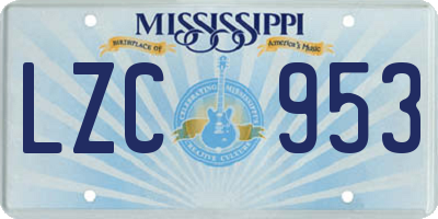 MS license plate LZC953
