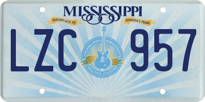 MS license plate LZC957