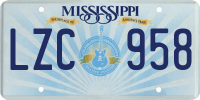 MS license plate LZC958
