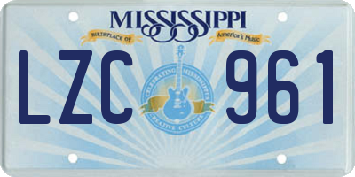 MS license plate LZC961