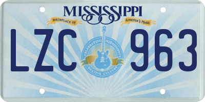 MS license plate LZC963