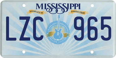 MS license plate LZC965