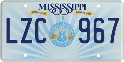 MS license plate LZC967